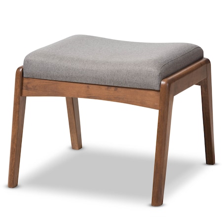 Baxton Studio Roxy Walnut Finishing and Grey Upholstered Ottoman 133-7142